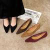 Pointed Toe Simple Women's Low-heel Shoes Suede Shallow Mouth Single Shoes Wear Comfortable Fashion Solid Women's Casual Shoes