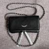 ZV Women's Classic Wing Rivet Shoulder Bag - Trendy, Versatile Small Square Chain Bag