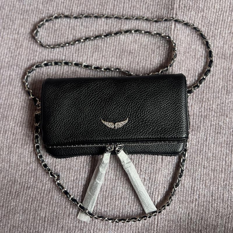 ZV Women's Classic Wing Rivet Shoulder Bag - Trendy, Versatile Small Square Chain Bag