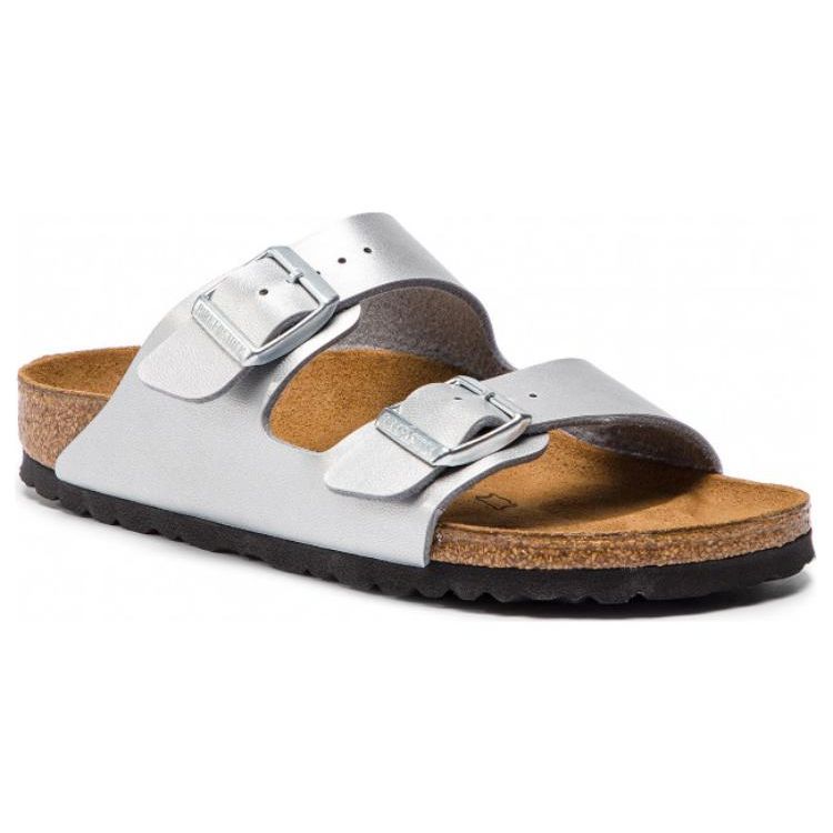 Birkenstock Arizona Birko-Flor Silver (Womens) Unisex Sneakers 1012283