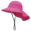 Children's Outdoor Wide-Brim Neck-Protection Hat, Breathable Mesh Sun Hat with Windproof Cord, Beach Play Hat