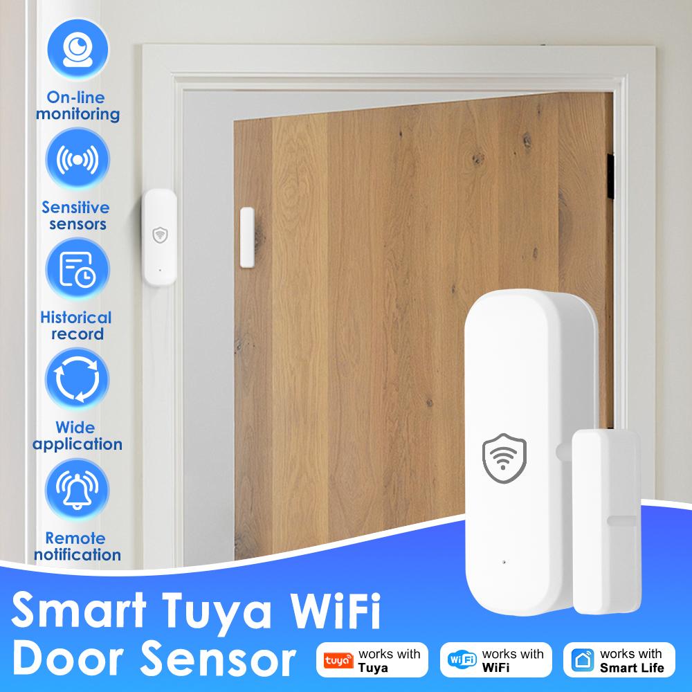 Tuya WiFi or Zigbee Door/Window Sensor Smart Home Open/Closed Alarm Security System Smart Life Remote Monitoring