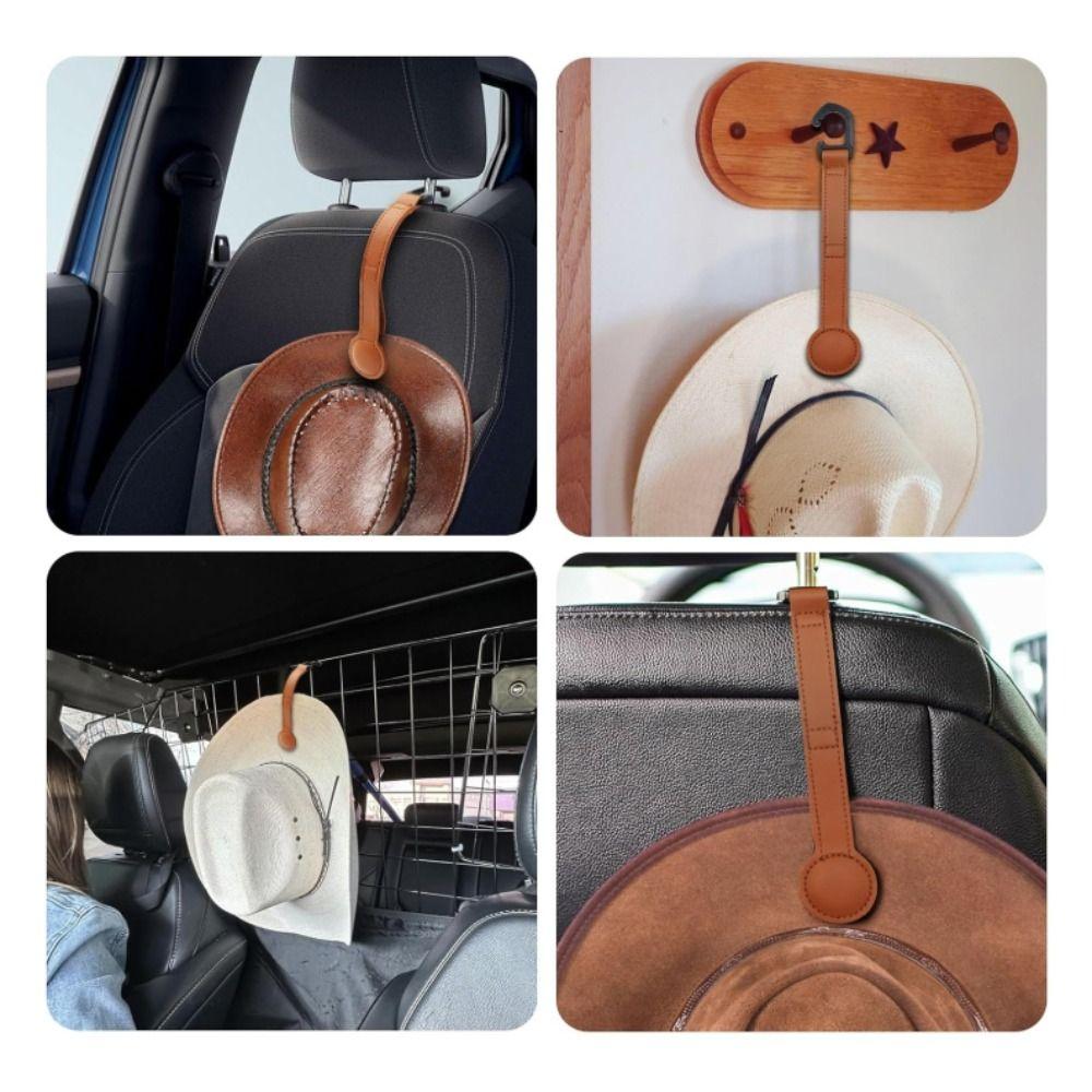 Suport Piele PU pentru Pălărie Cowboy pentru Camion Păstrează Forma Pălăriei Economisire Spațiu Clip Magnetic pentru Șapcă Portabil Instalare Ușoară Suport Pălărie Cowboy