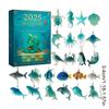 2D Akryl Havsdjur Adventskalender 2025 Jul 24 Dagar Söta Havsdjursdekorationer för Barn Samlare Festgåva