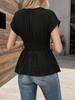 V-Neck Waist-Cinching Pleated Hem Raglan Sleeve T-Shirt for Women - Spring & Summer Collection