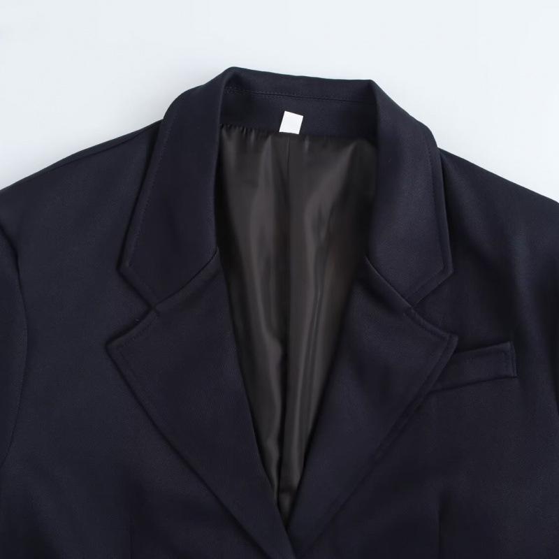 Winter Office Style European & American Women's Loose Long-Sleeved Coat with Pocket Embellishments