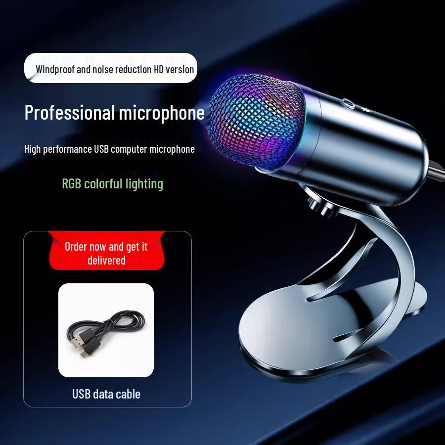 RGB Noise-Reducing Mic for Gaming, Streaming, Conferences, and Online Classes - Blackout Desktop Microphone