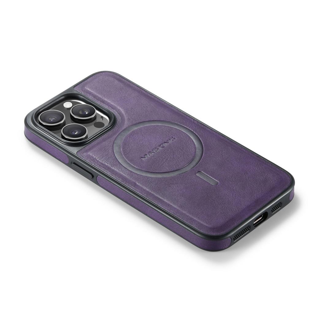 Seria MAGKING K1 Dla iPhone 14 Pro Magnetyczne Etui PC+TPU+Skóra PU Wstrząsoodporne Etui na Telefon