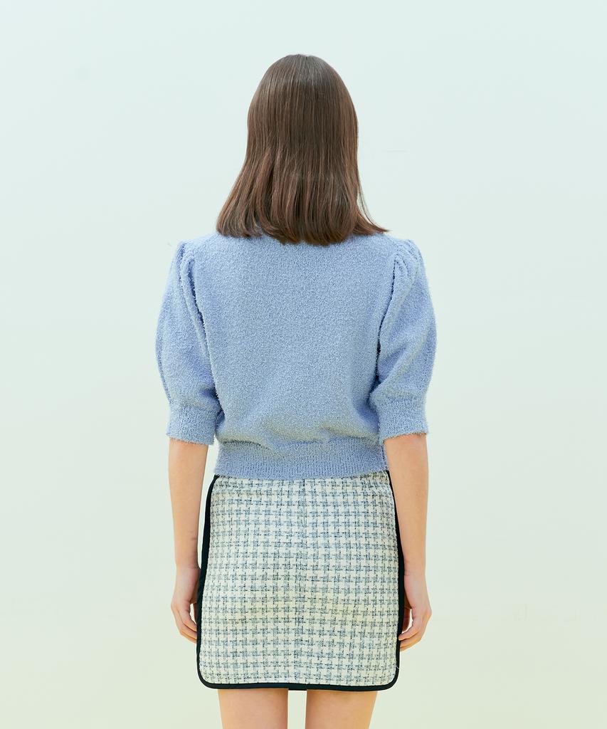 NEAR&DEAR Puff Sleeve Knit Top_Purple