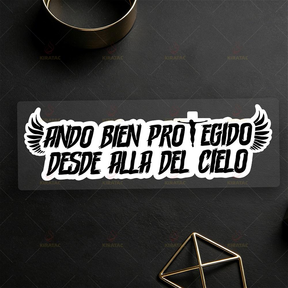

“Well Protected From Heaven” Faith-Inspired Decor Sticker Waterproof for Car Windows Door Motocycle Fairing Winged Trendy Decal 21x6.2cm