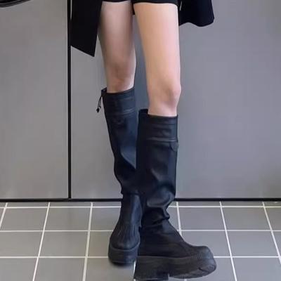 Height-increasing and Thin Long Boots, High Boots, Children's 2025 Autumn New Small Adjustment Closed Leather Boots, Trouser Boots