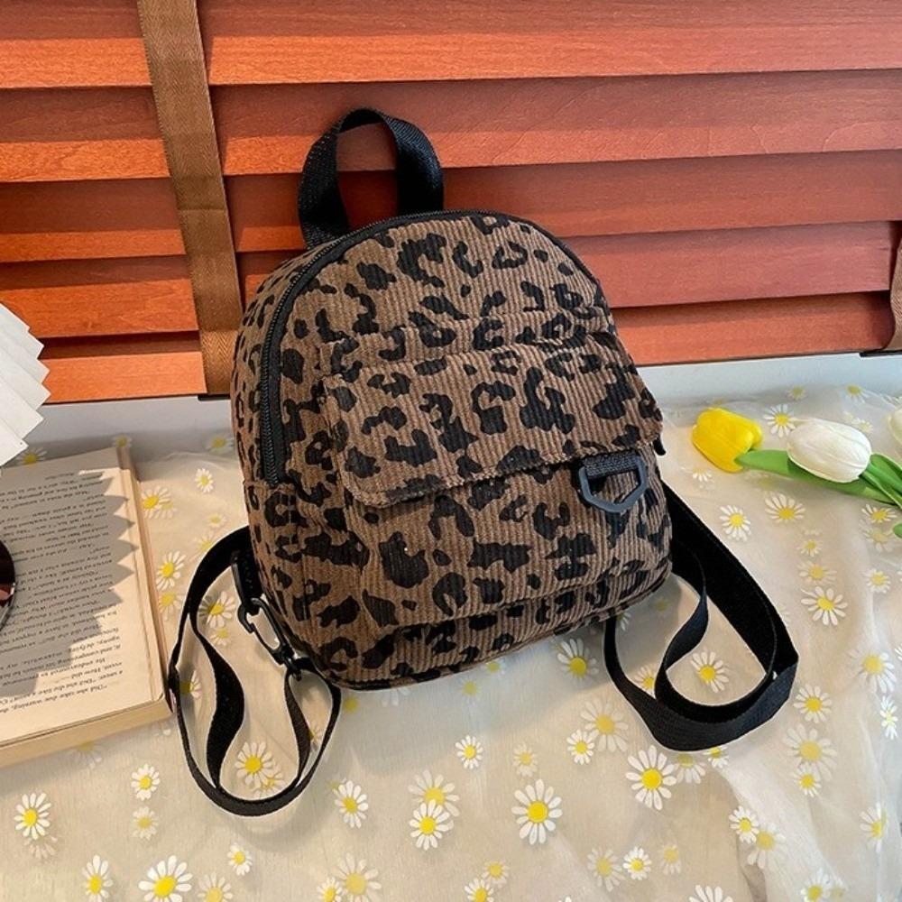 Fashion Large Capacity Shoulder Bag Leopard Print Wear-resistant Mini Rucksack Lightweight Square Bag