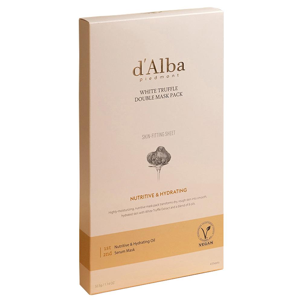 d'Alba White Truffle Double Mask Pack (Nutritive & Hydrating), 4 Sheets