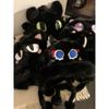 Women's Cute Black Toothless Plush Hat: Fleece-lined, Thick, Warm, Cold-proof, Ear-Protecting Winter Riding Hat.