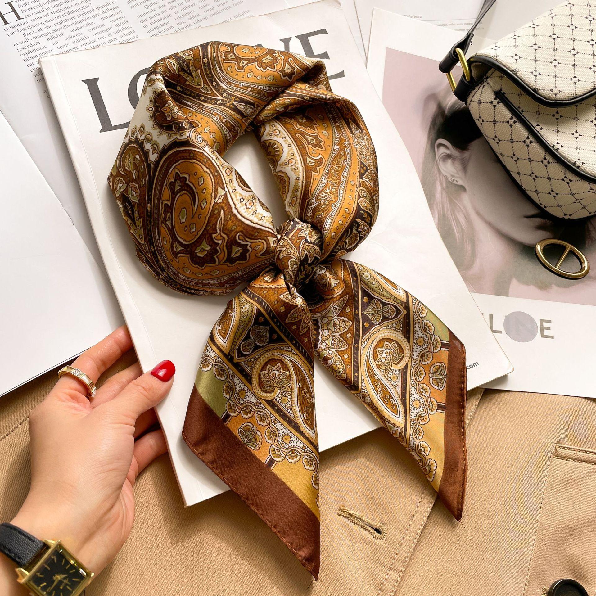 

Новый Роскошный Бренд Женский Шелковый Квадратный Шарф с Леопардовым Принтом Женский Пляжный Палантин Эшарп Сатиновая Повязка на Голову Шаль Бандана