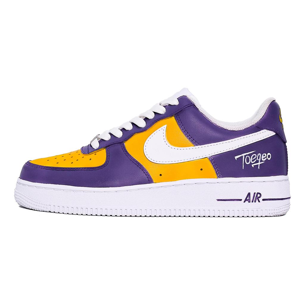 Nike Air Force 1 Abrasion Resistant Low top Skateboard Shoes Men's Purple Yellow CW2288-111(Team631- BAG)