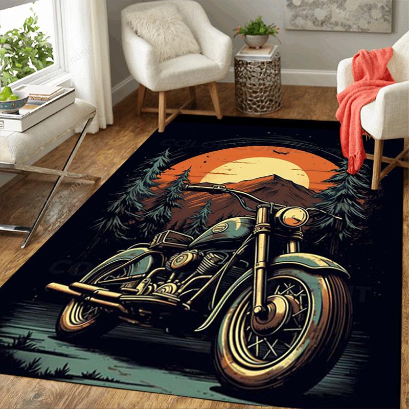 Vintage Motorcycle Rug Floor Mat for Living Room or Bedroom Soft and Comfortable Carpet a Gift for Birthday and Holiday.MFF0918216