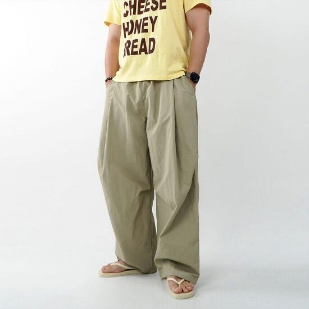 Onl Men S Curved Parachute Nylon Wide pantS White Mpn