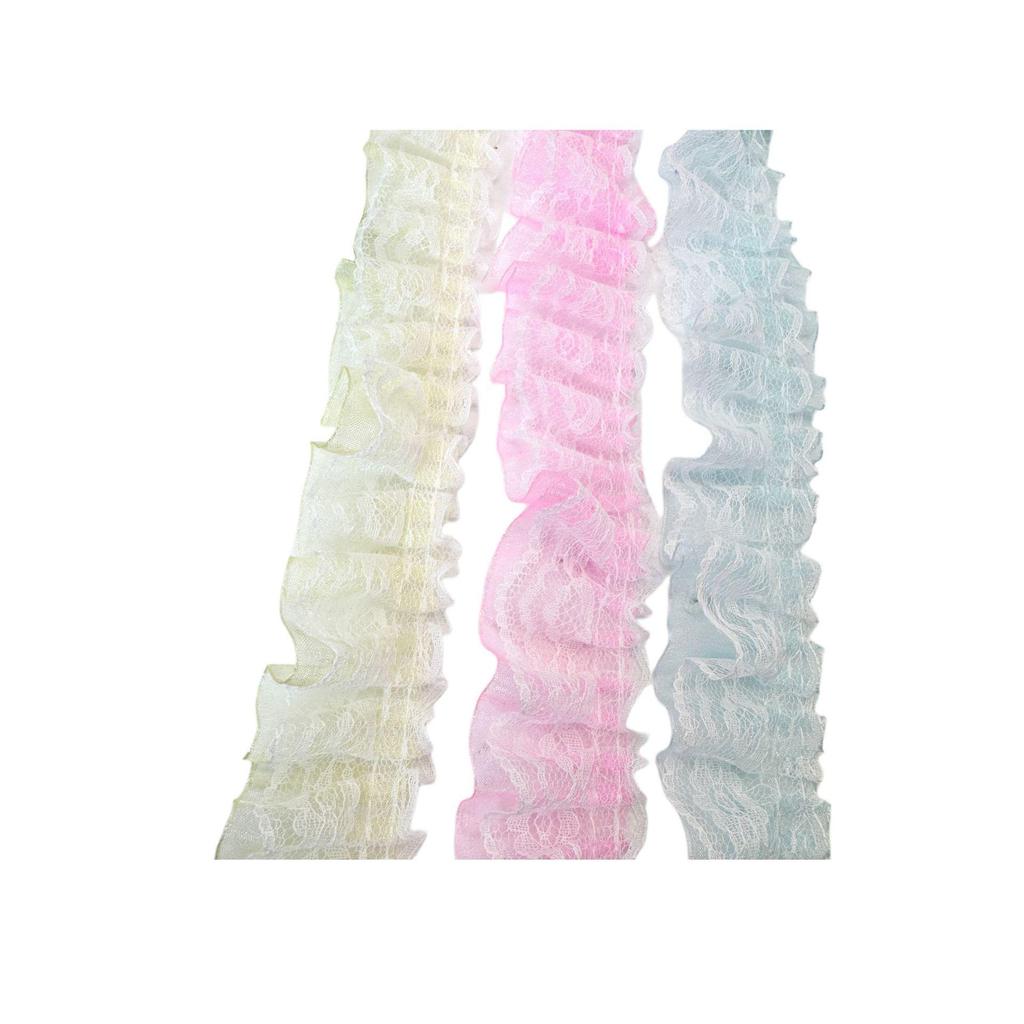 4cm Double Layer Pleated Lace Ribbon for DIY Clothing & Lotus Leaf Skirts