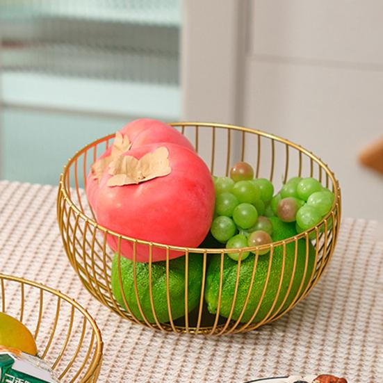 Household Fruit Plate Thickened Iron Fruit Bowl with Large-Capacity Draining Design for Kitchen Countertop Storage Anti-Rust Snack Basket Creative