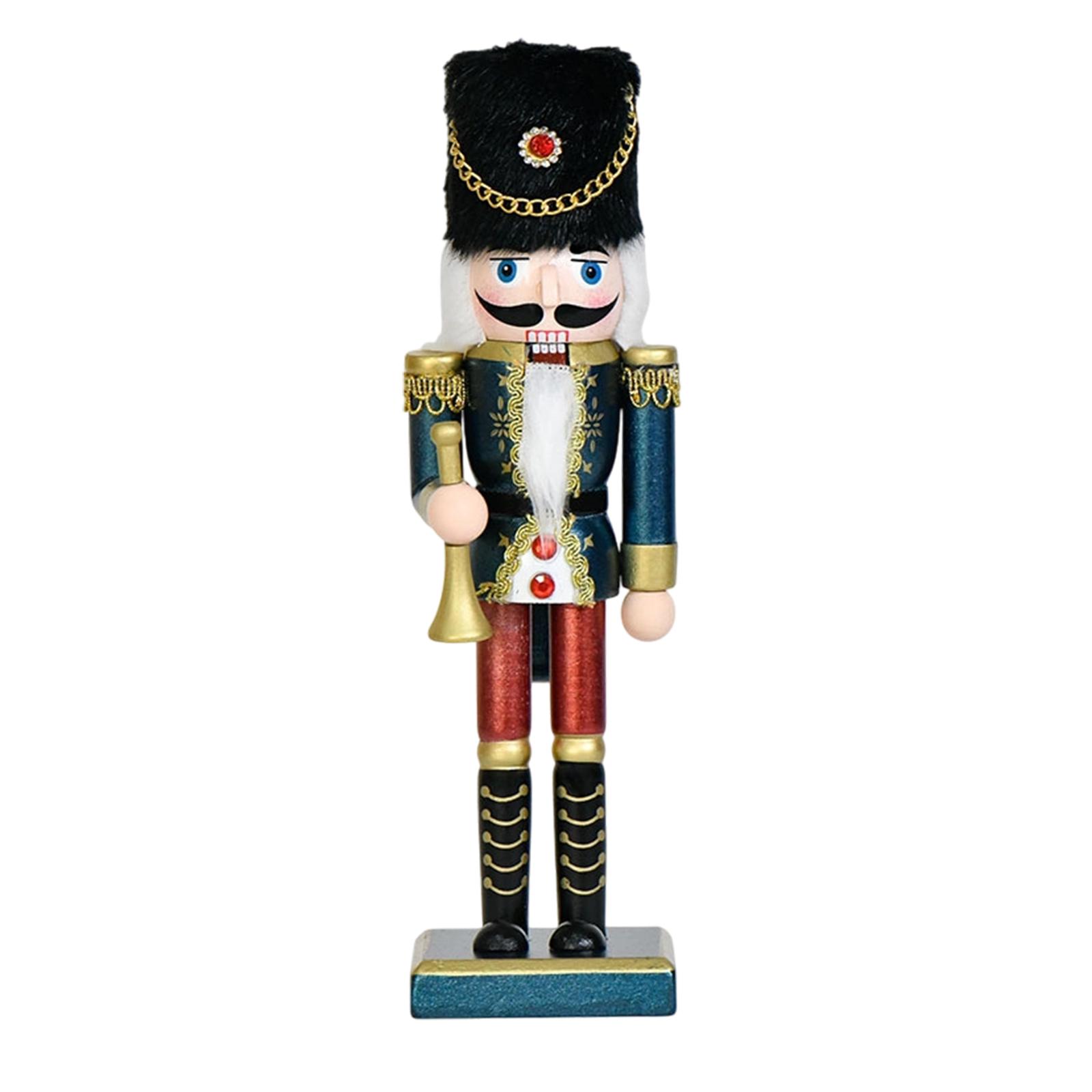 Christmas Nutcracker Figure Creative Collectibles Statue 10 inch Wooden Nutcracker Figurine Tabletop Ornament for Shelf Festival