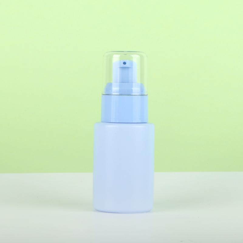 

30ml Colorful Glass Pump Bottle – Empty Dispenser for Liquid Foundation, Portable Travel Beauty Tool синій
