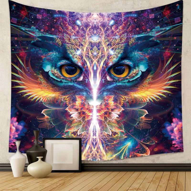 Boho Chic Wall Tapestry With Moon Phase Floral Starry Sky Design Bedroom Yoga Studio Decor