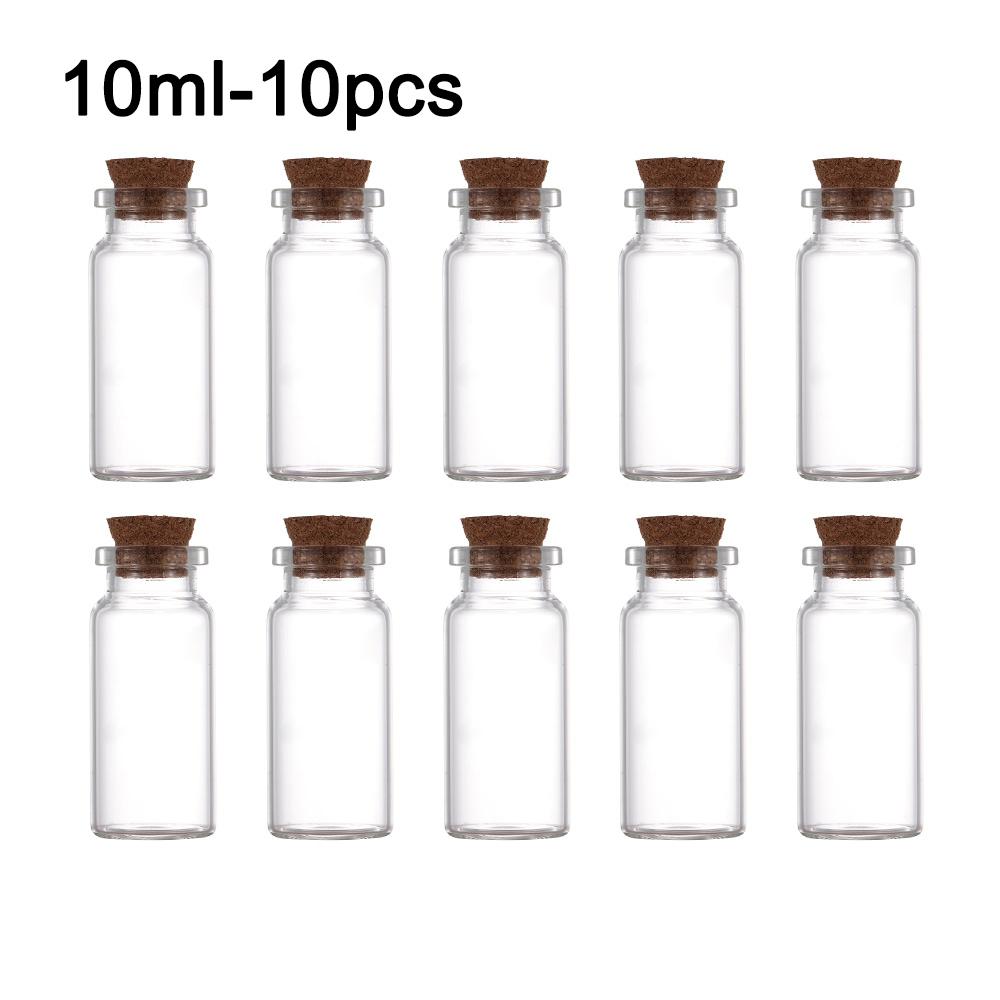 10x Lovely Mini Containers Empty Wishing Message Bottles Transparent Tiny Small With Cork Stopper