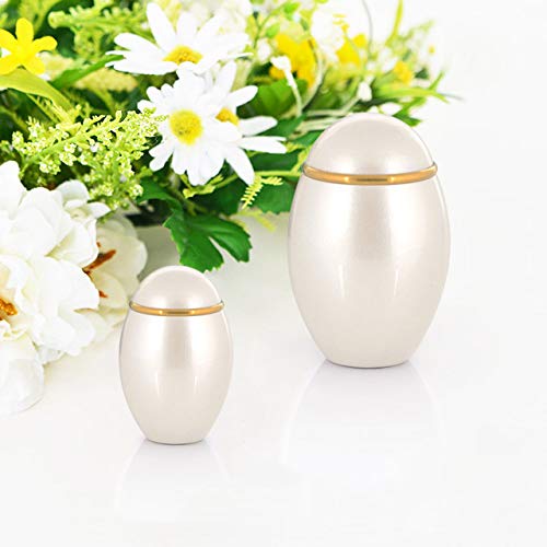 

Mini Urn [Coco s Pearl White, Regular Size] [Aluminum Petit Pot with Screw Top, Bag, Keeps Ashes, Cremated Remains, Urn, Bone Turtle, Keepsake Contain