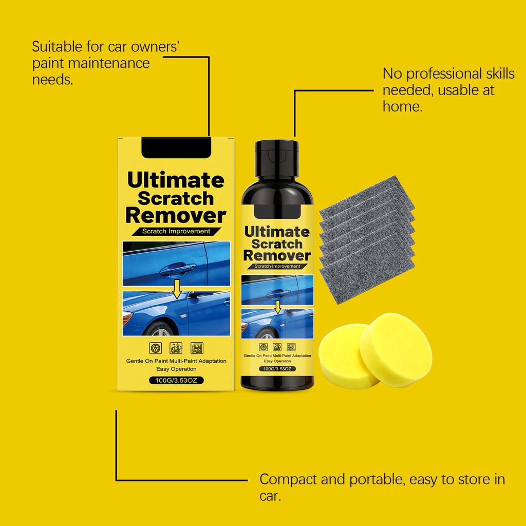 Ultimatives Kratzerentferner-Set 100 ml mit 2 Schwämmen und 6 Nanotüchern zur Reparatur von Kratzern auf der Fahrzeugoberfläche und zur Lackanpassung Einfache Anwendung