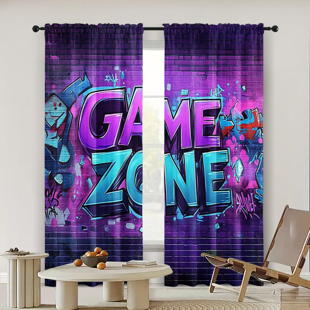 2pc,  Drapes Lively Game Night Light Filter Family Party Decoration for Room/bedroom/Window Decor