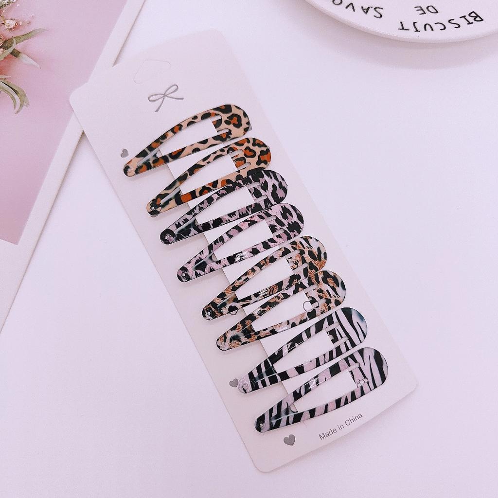 8pcs Leopard Print Hair Clips for Women Girls Geometric Cute Star BB Clips Bangs Hairpins Y2K Clips Headdress Hair Accessories