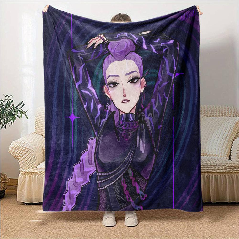 1pc KPop Demon Hunters RUMI4 Blanket, Gift, for Men and Women, Soft Blanket, Good for Sofa Bed Couch Travel, Lightweight Flannel Blanket