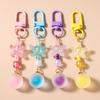 Cute Candy Color Starfish Keychain Women Girls Ball Key Ring Pendants for Handbag Decor DIY Kid's Jewelry Gifts
