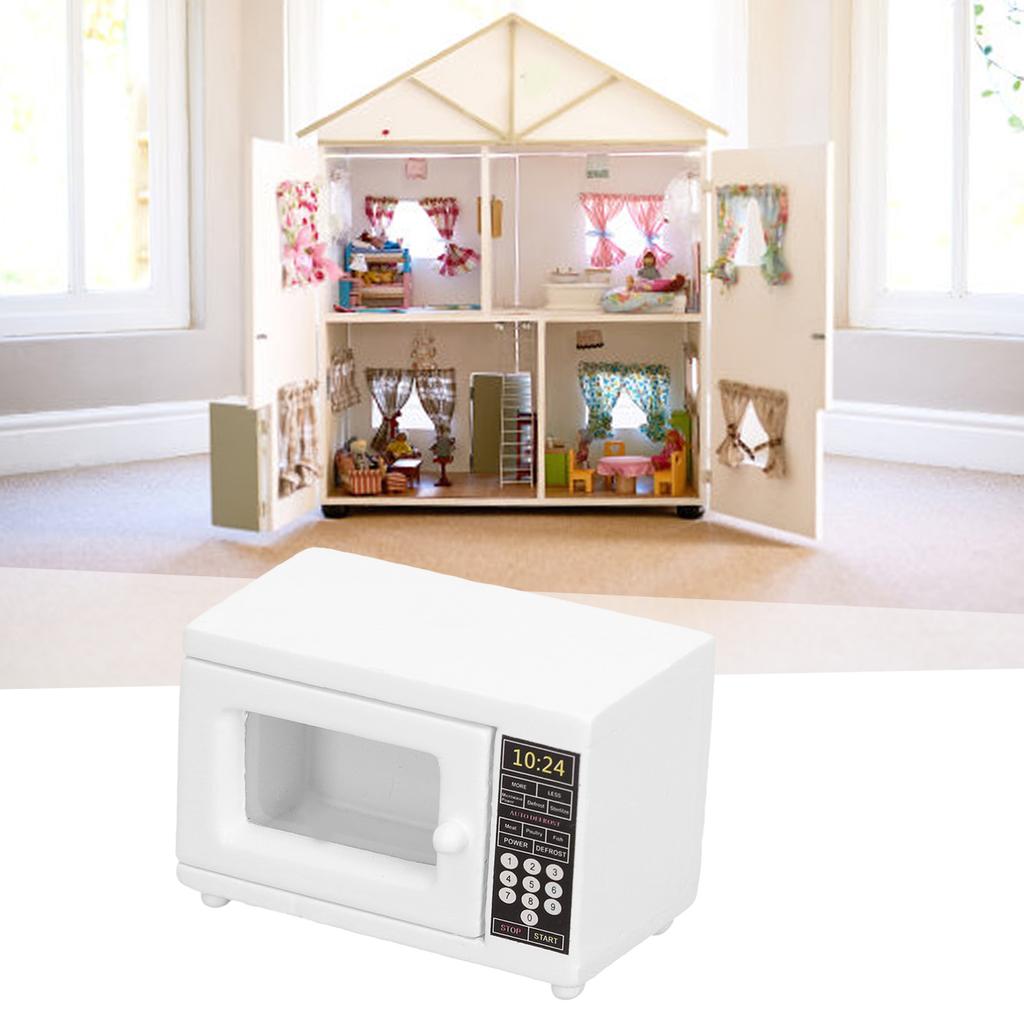Mini Microwave Oven Model 1:12 Simulation Life Scene Vivid Delicate Miniature Doll House Decoration Accessories