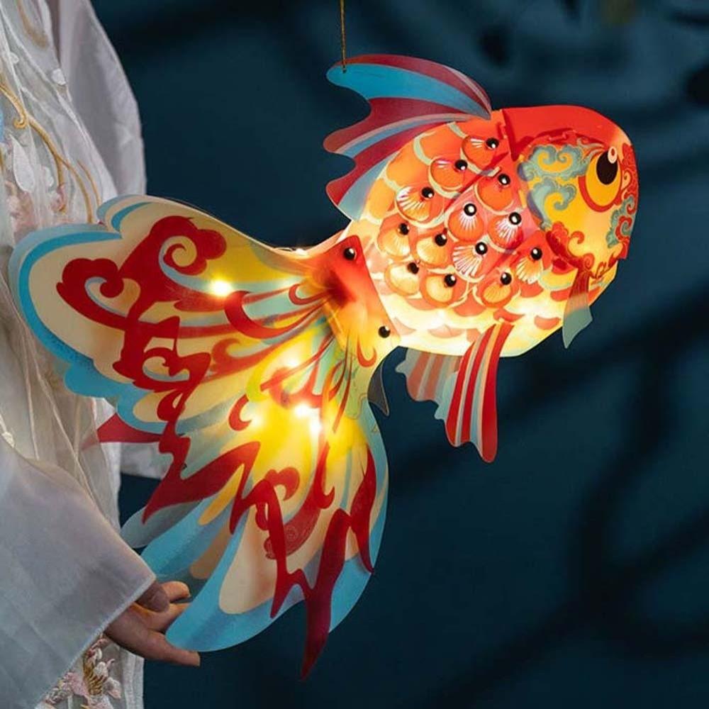 Traditionelles Papierlampen-Set Handgemachtes Herbstfest-Bastelset Goldfischlaterne DIY für Kinder