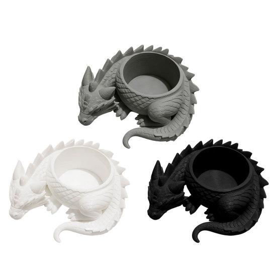 DYS 3D Printed Lying Dragon Flowerpot for Small Green Plants, Decorative Succulents Pot Ornament, Dark Style Figurine Home Office Desktop