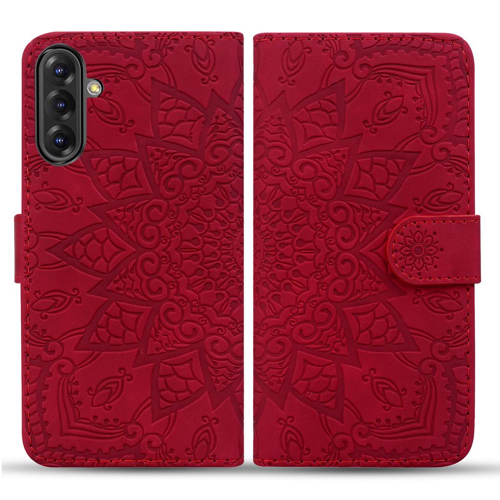 For Samsung Galaxy A36 5G Case PU Leather Wallet Flip Phone Cover Flower Imprinted