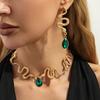 Ins Fashion 3D Metal Snake Necklace, Luxury Minimalist Gem Pendant Clavicle Chain For Women