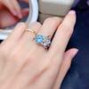 Women Jewelry Set Blue Topaz Butterfly Ring Pendant Necklace Set Fairy Design Firework Cut Live Stream Popular