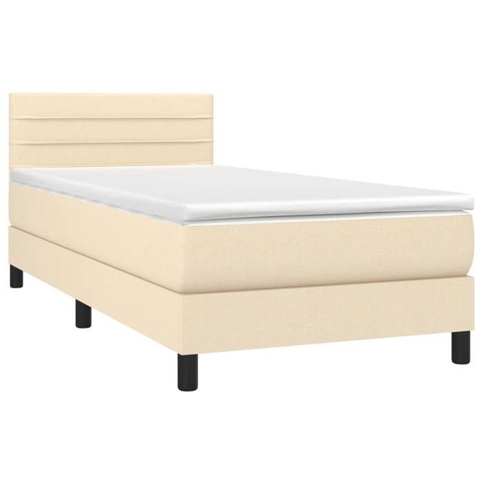 3140118 vidaXL Lit à sommier tapissier avec matelas Crème 100x200 cm Tissu