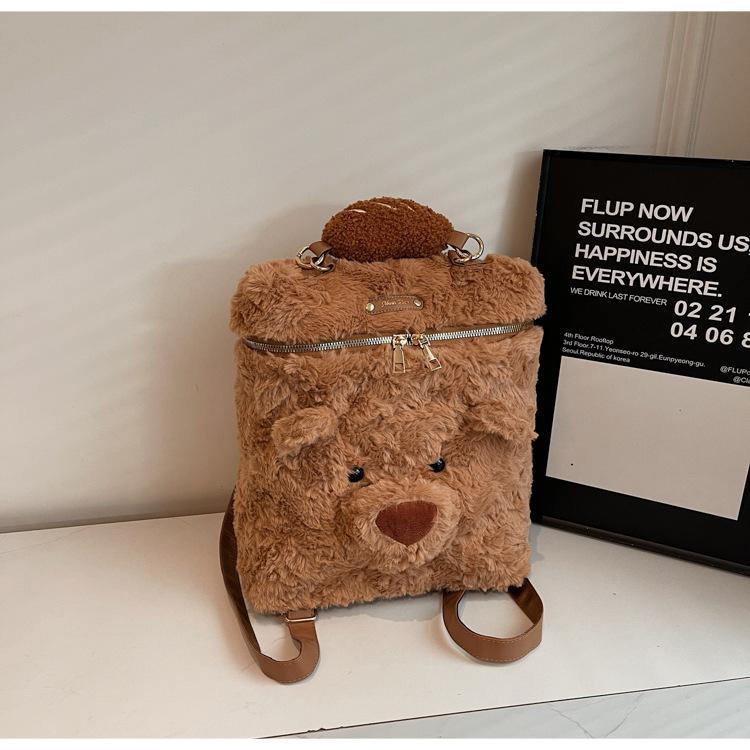 Schoolbag plush bag women's autumn and winter cute bear doll backpack handbag large capacity versatile campus commuting backpack