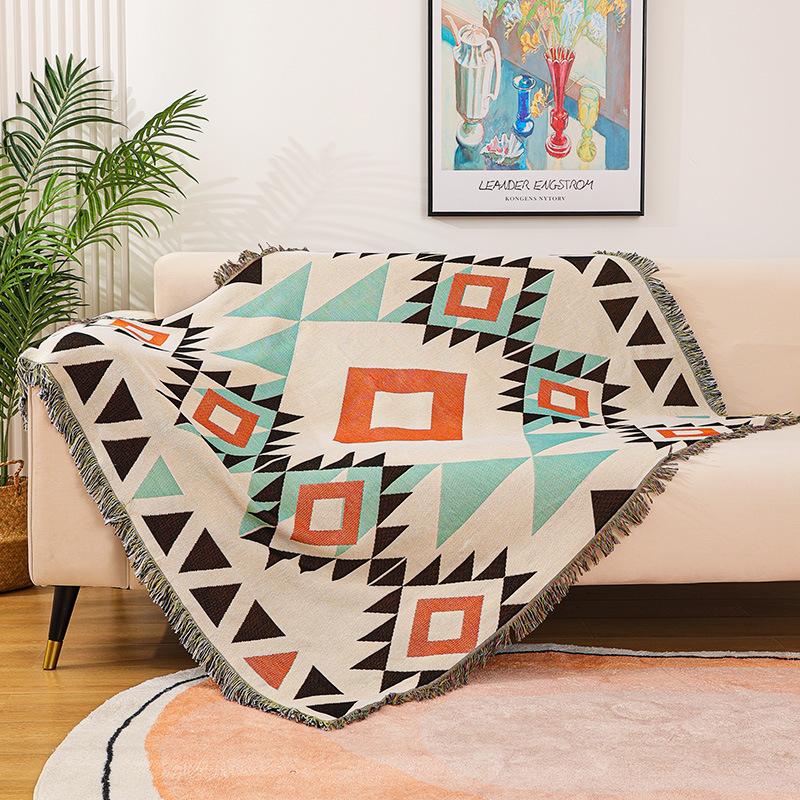 Geometrischer Print Sofadecke Weiche Lässige Handtuchabdeckung für Camping Picknick Dekorative Gemütliche Behaglichkeit