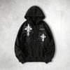 Gotický Kříž Sanskrtský Potisk Volná Mikina na Zip Pánská Ležérní Streetwear