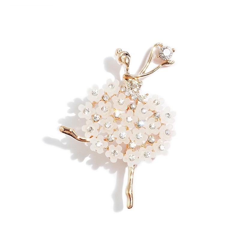 

SKEDS Exquisite Crystal Ballet Dancer Brooches Jewelry Pins For Lady Elegant Women s Brooch Pin Decorative Suit Clothing Badges белый