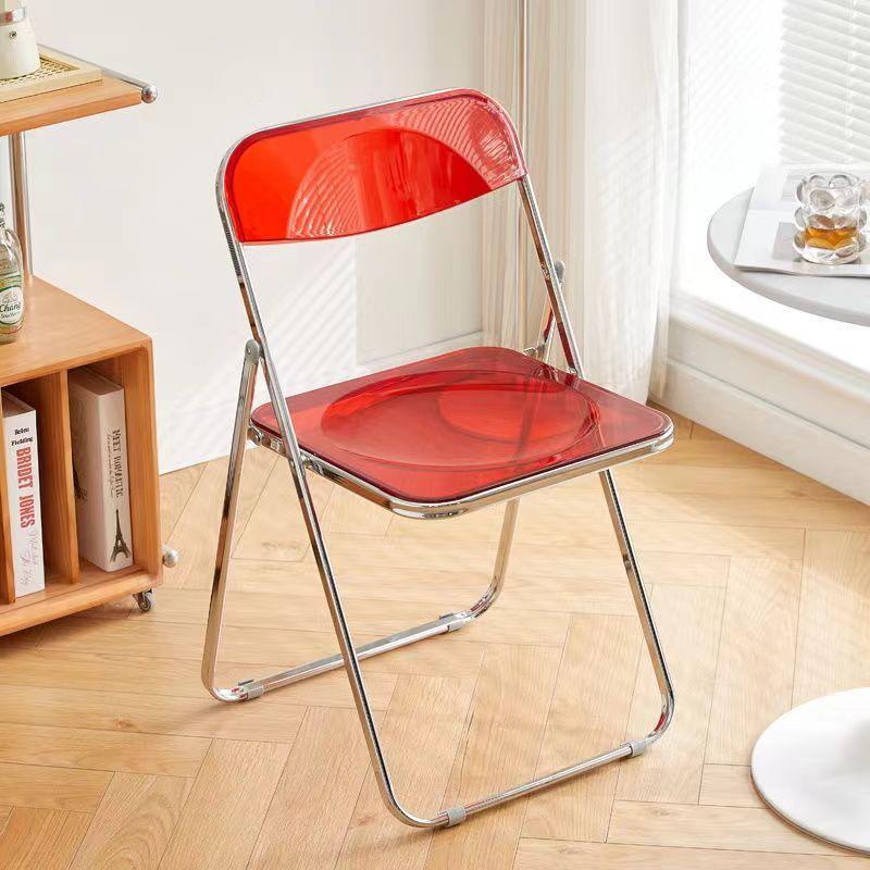 Trendy Clear Acrylic Folding Chair - Simple, Thickened Design for Makeup, Dining, or Home