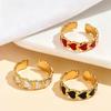 18K Gold Crown Heart Enamel Ring with Drip Oil Finish - Stainless Steel Jewelry