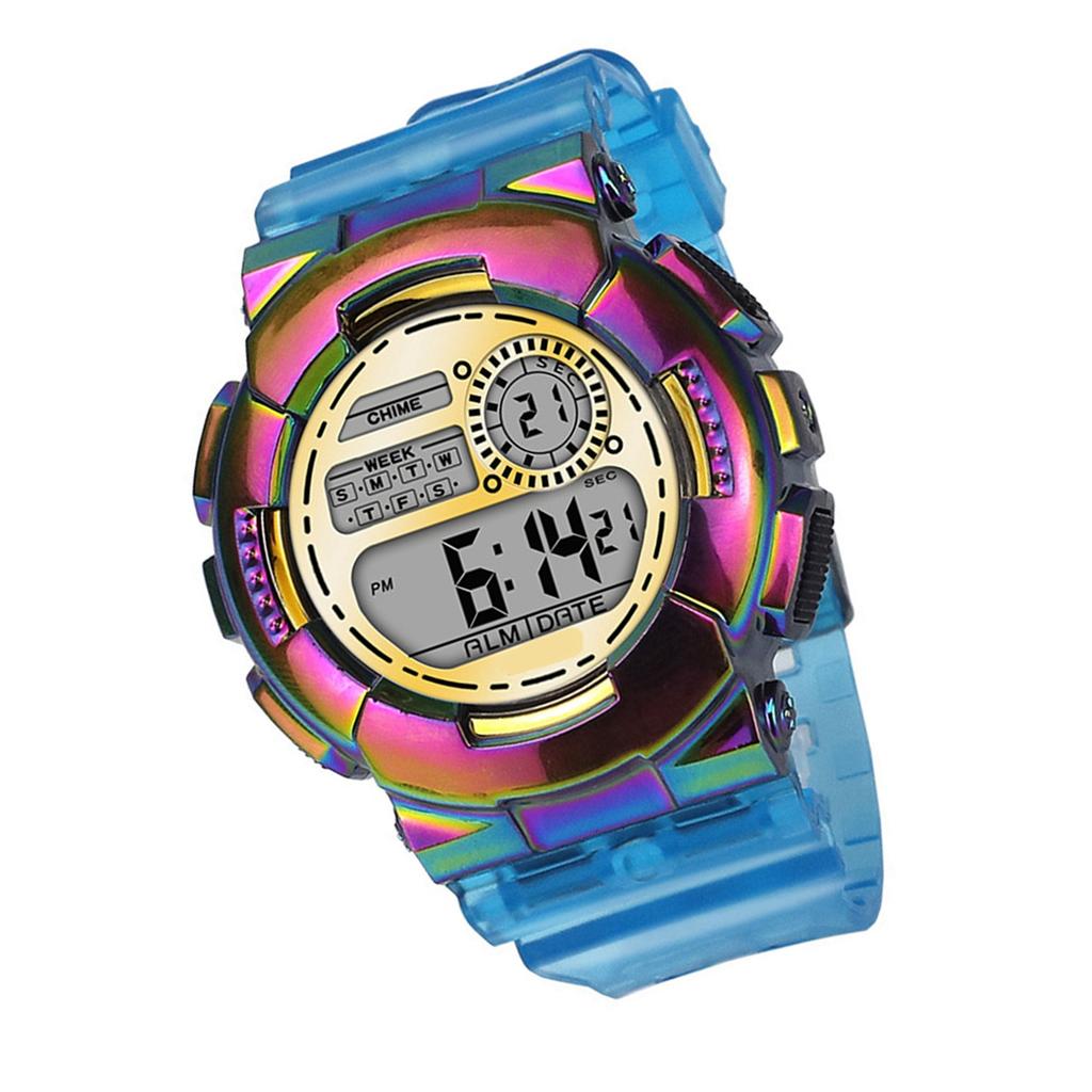 Orologio da Polso Sportivo LED Digitale Impermeabile Multifunzione Leggero Trasparente per Ragazzi Ragazze Oro Rosa