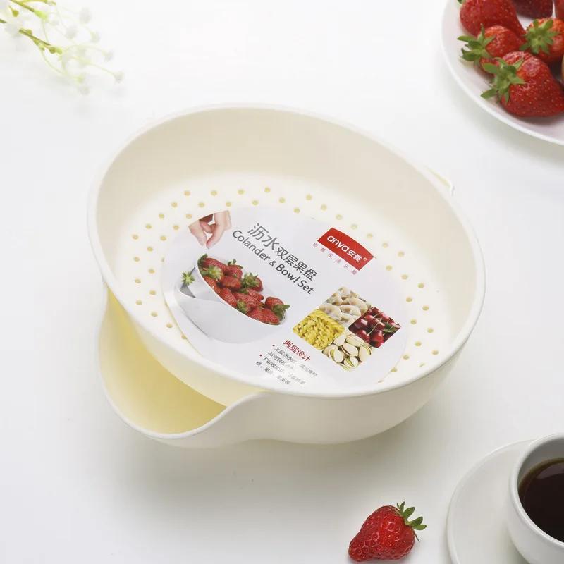 

1 шт. пластиковый поднос для еды, европейская двухслойная тарелка для сушки семян дыни, ленивая круглая тарелка для сухофруктов, креативная домашняя утварь белый