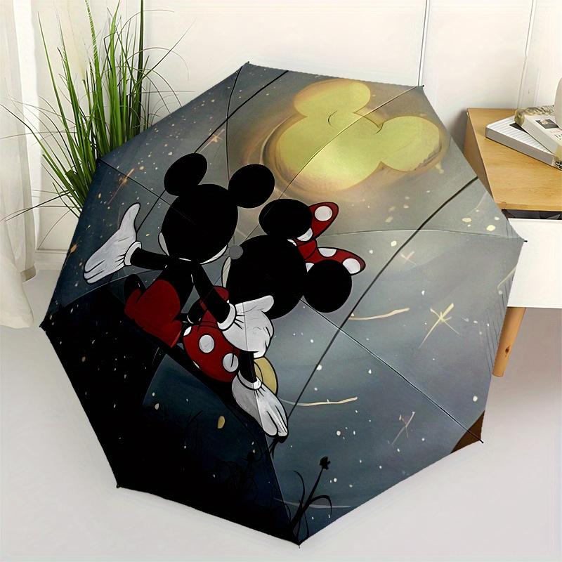 

Mickey Mouse, Minnie Mouse Automatic Opening and Closing Umbrella, Compact Travel Umbrella, Lightweight and Portable, Suitable for Beach Com